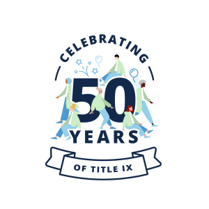 Logo celebrating 50 years of Title IX